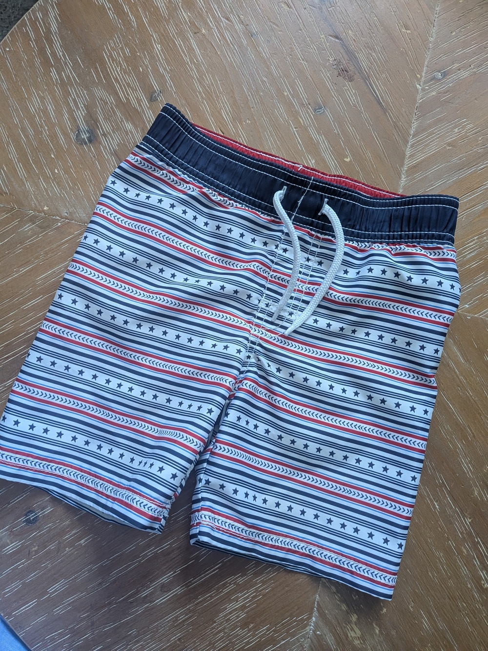 Old Navy 3T+ Red, Navy & White Striped Swimming Trunks